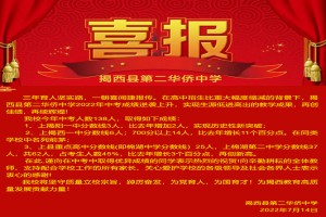 2022年揭西县第二华侨中学中考成绩升学率(中考喜报)