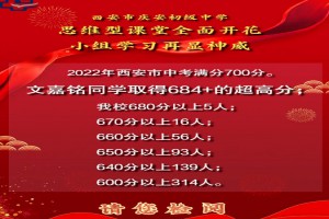 2022年西安市庆安初级中学中考成绩升学率(中考喜报)