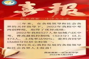 2022年西安高新一中沣东中学中考成绩升学率(中考喜报)