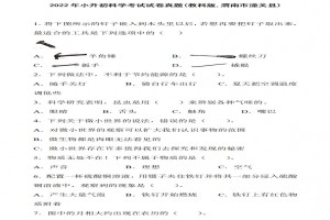 2022年小升初科学考试试卷真题及答案(教科版,渭南市潼关县)