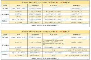 2023年贵阳市中小学开学放假时间安排(校历)