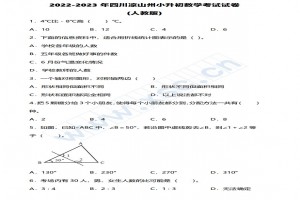 2022-2023年四川凉山州小升初数学考试试卷真题及答案(人教版)