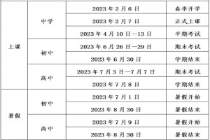 2023-2024年福州市中小学开学放假时间安排(校历)