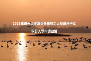 2023年惠州大亚湾区外来务工人员随迁子女积分入学申请政策