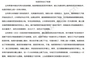 《玩泥巴玩出了名堂》阅读理解题及答案(阅读答案)