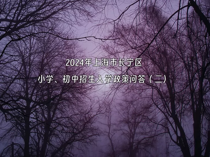 2024年上海市长宁区小学、初中招生入学政策问答（二）