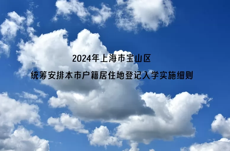 2024年上海市宝山区统筹安排本市户籍居住地登记入学实施细则