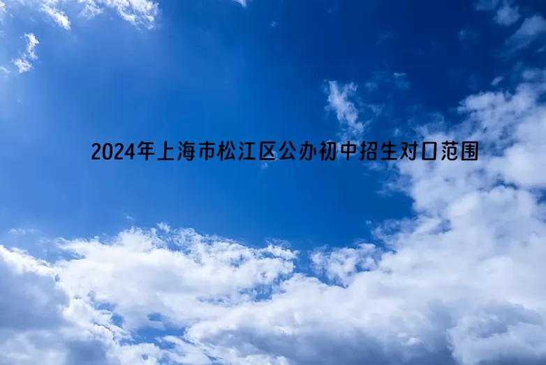 2024年上海市松江区公办初中招生对口范围(划片地段)