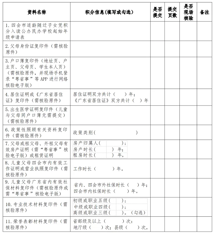 2024年四会市公办学校七年级新生入学资料提交清单(非学区户籍生)