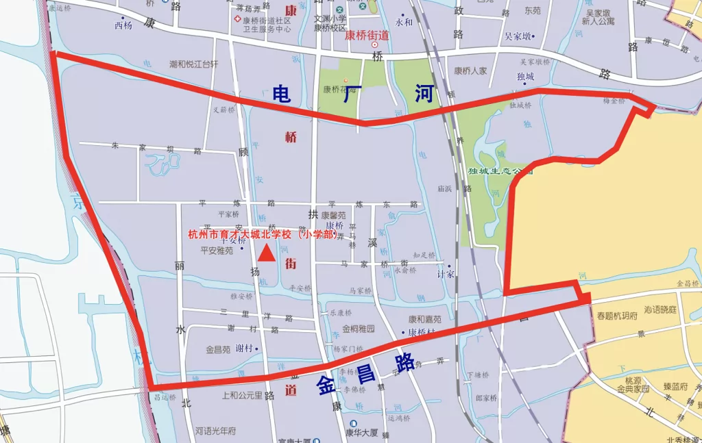 2024年杭州市育才大城北学校招生学区范围(含示意图)