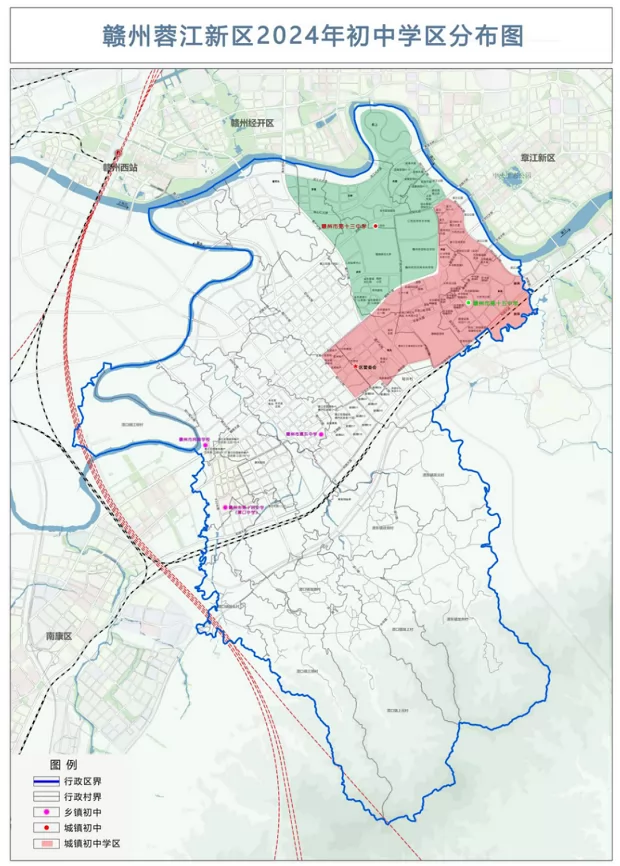 2024年赣州蓉江新区初中招生学区划分范围一览