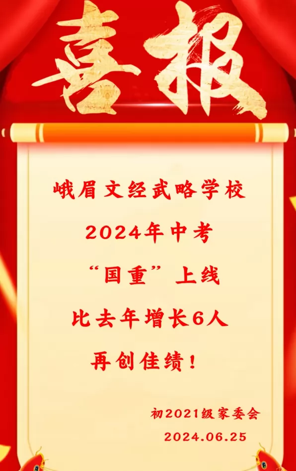 2024年峨眉文经武略学校中考成绩升学率(中考喜报)