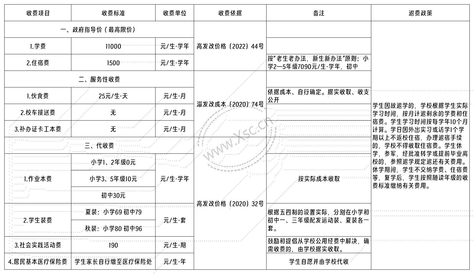 2024年高青双语学校收费标准