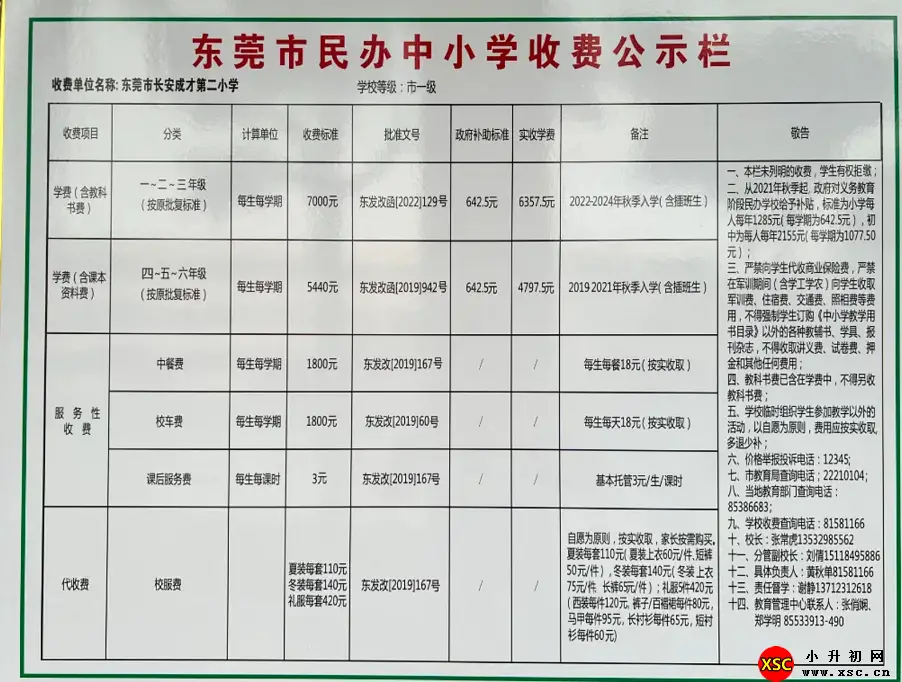 东莞市长安成才第二小学收费标准(学费)及学校简介