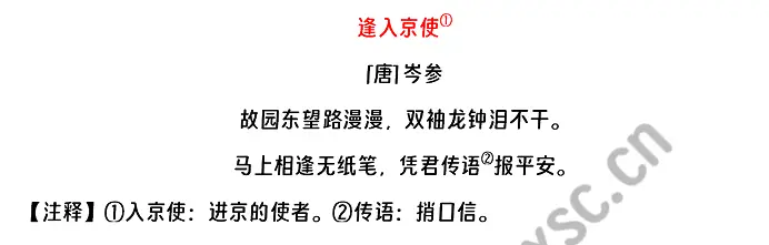 逢入京使阅读理解题及答案(阅读答案二)