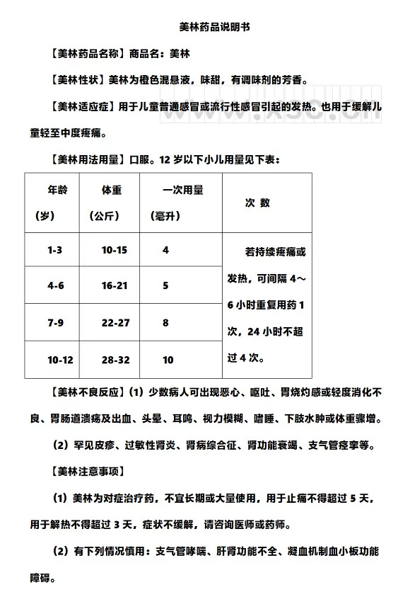 美林药品说明书