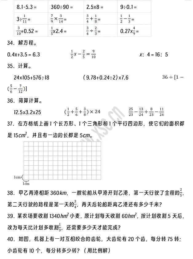 2024-2025年泸州市江阳区小升初数学考试试卷5