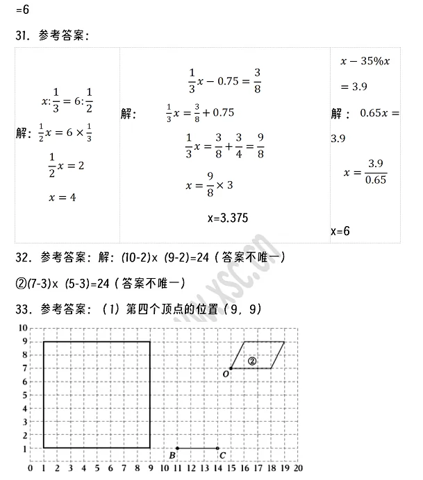 2024-2025年迁西县小升初数学考试试卷答案3