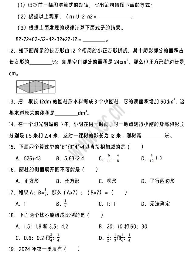 2024-2025年威县小升初数学考试试卷2