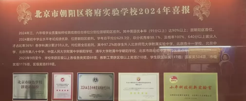 2024年北京市朝阳区将府实验学校中考成绩升学率(中考喜报)