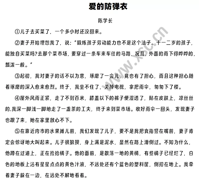 爱的防弹衣阅读理解题及答案(阅读答案)