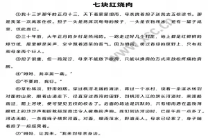 七块红烧肉阅读理解题及答案(阅读答案)