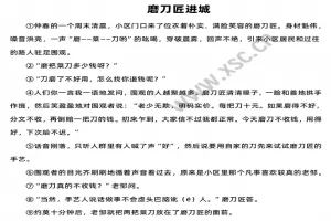 磨刀匠进城阅读理解题及答案(阅读答案)